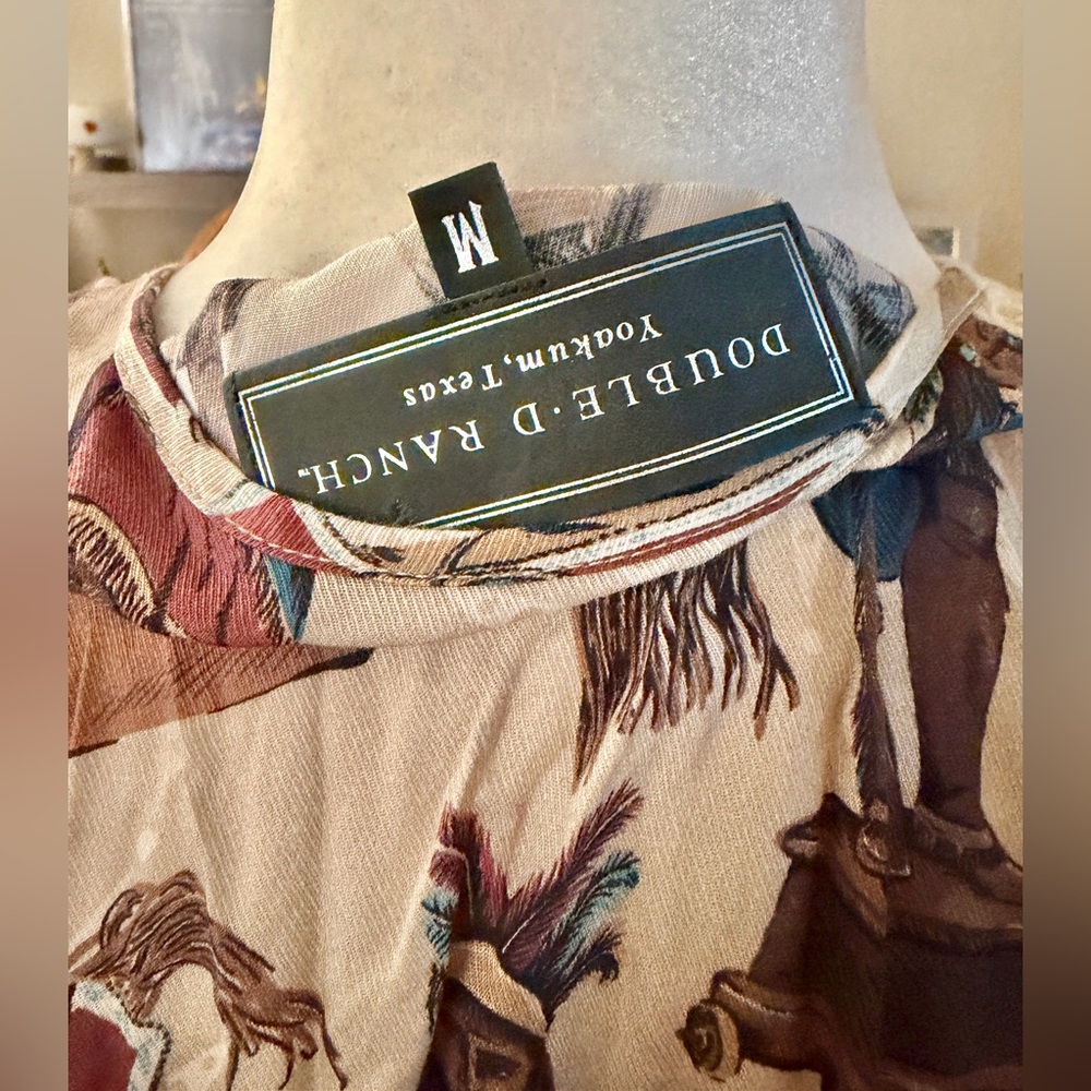 Double D Ranch Size Medium 100% Viscose Tobacco Salesman Mini Dress - Picture 4 of 5